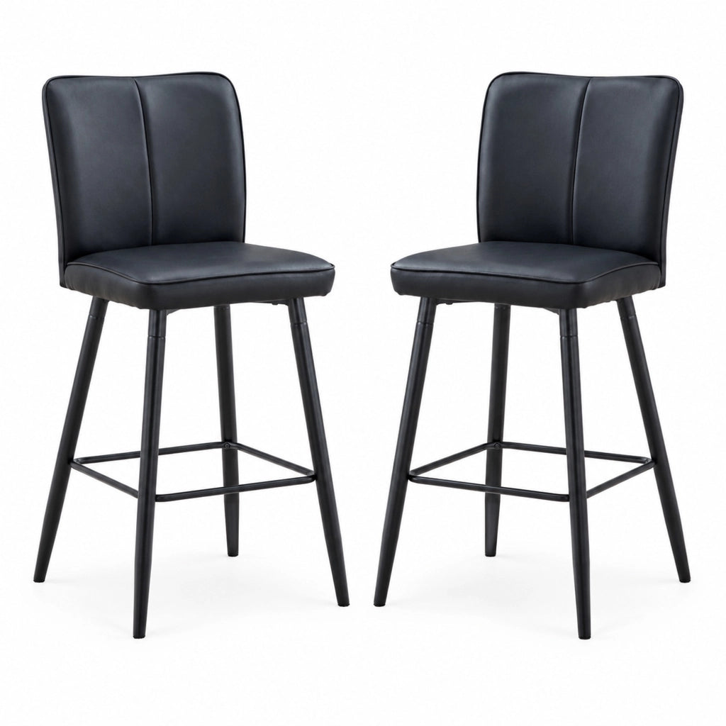 Sgabello da bar nero con schienale ergonomico in PU