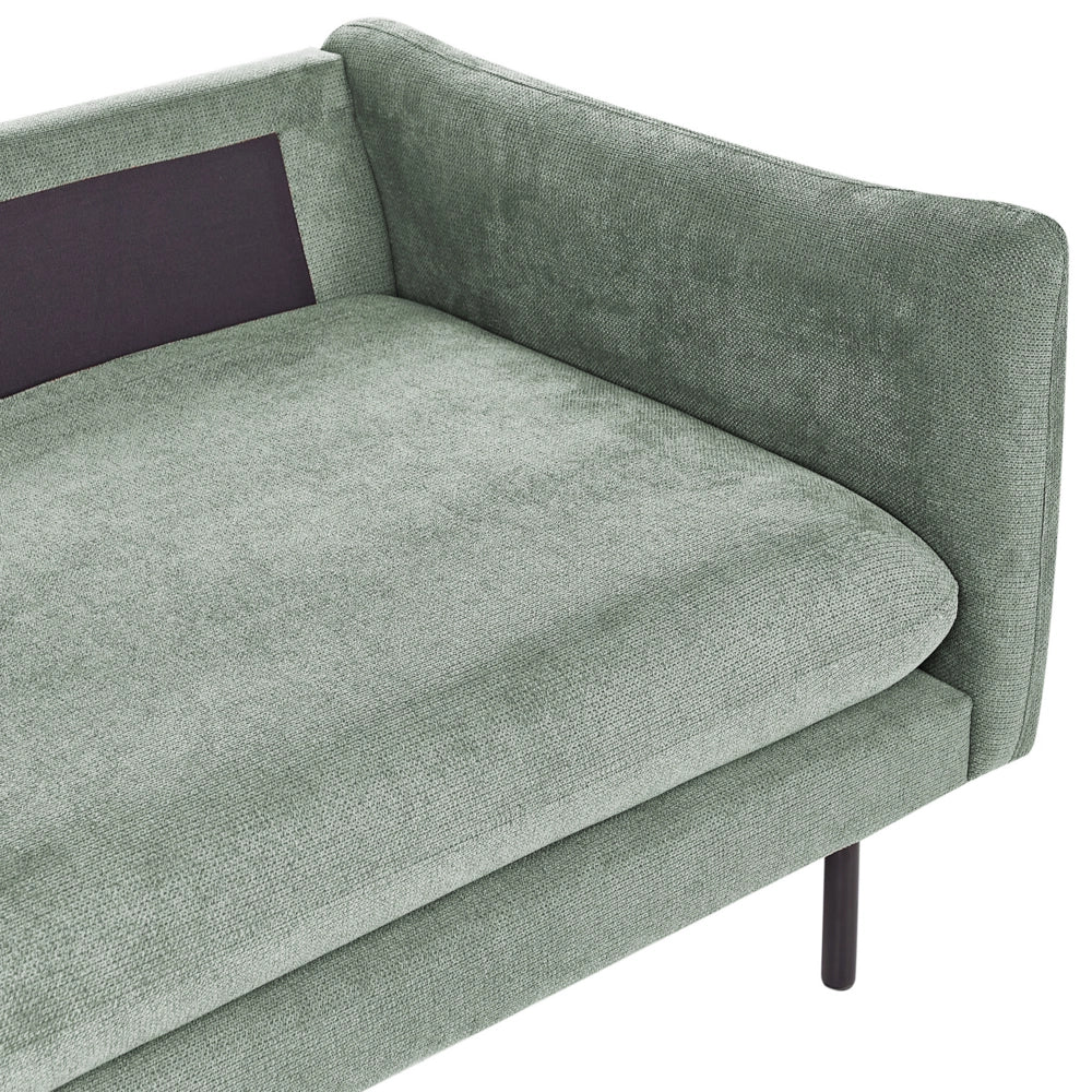 Divano moderno a 3 posti in tessuto di ciniglia verde chiaro sedile imbottito gambe nere Stile Retrò Moderno