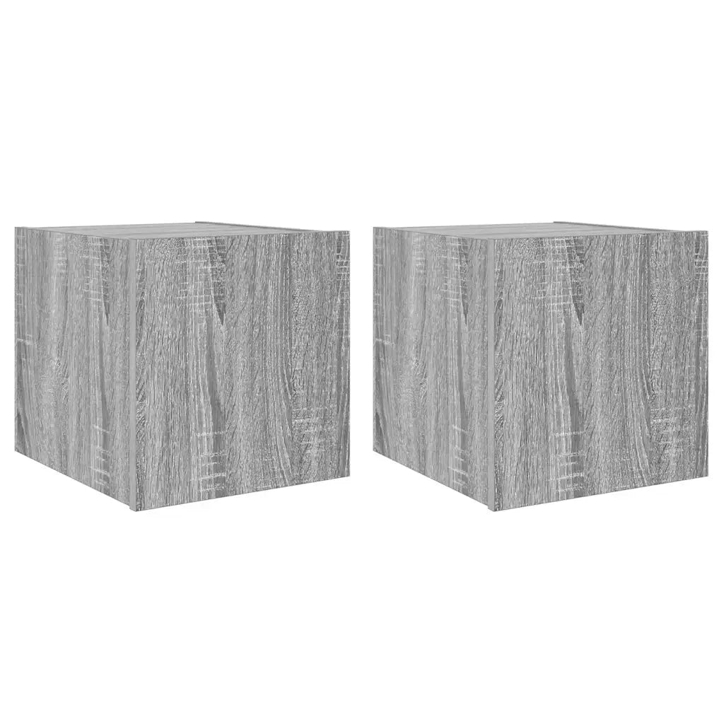 Mobili TV a Parete con Luci LED 2pz Grigio Sonoma 30,5x35x30 cm 837229