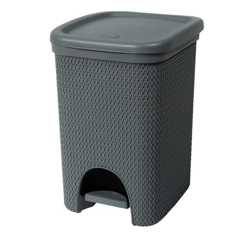 Pattumiera Bidone con Pedale Intreccio Grigio Scuro 18 Litri