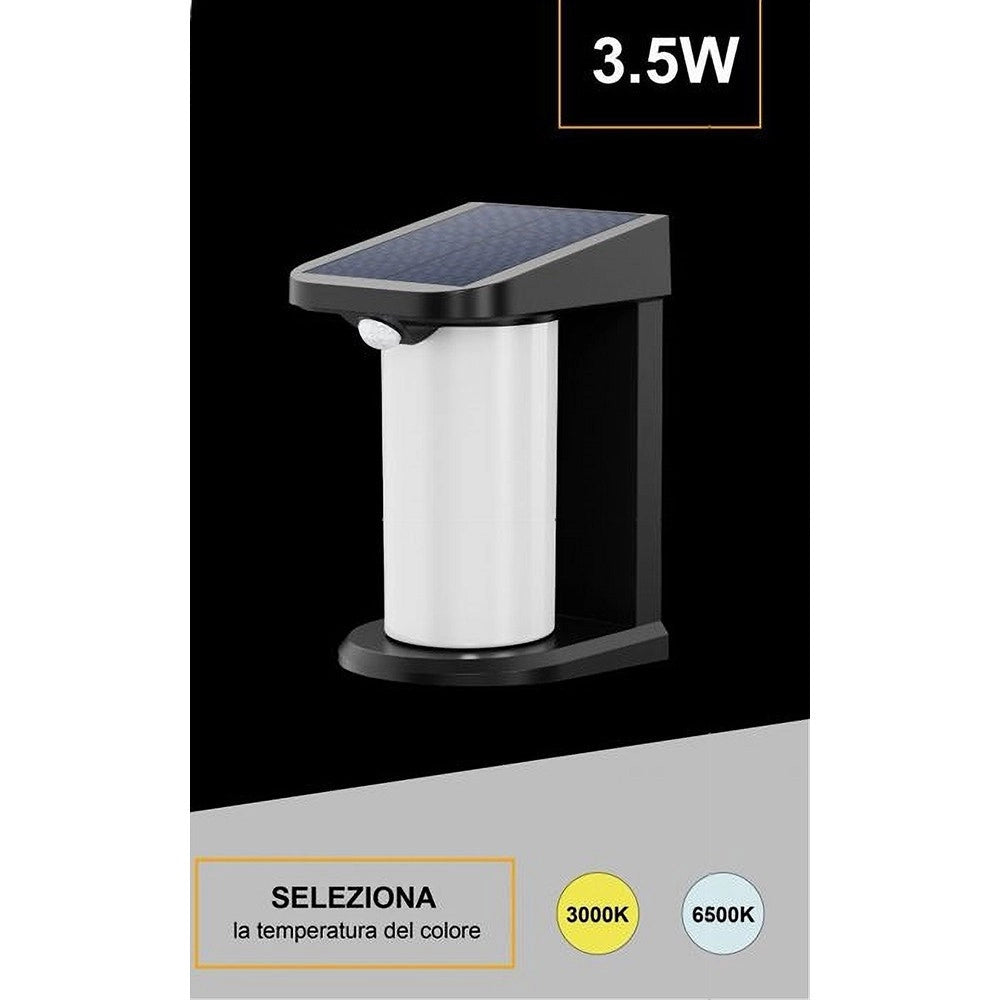 Trade Shop - Applique Parete Led Luce 3000k 6500k Pannello Solare Sensore Movimento Yh0619-pir -
