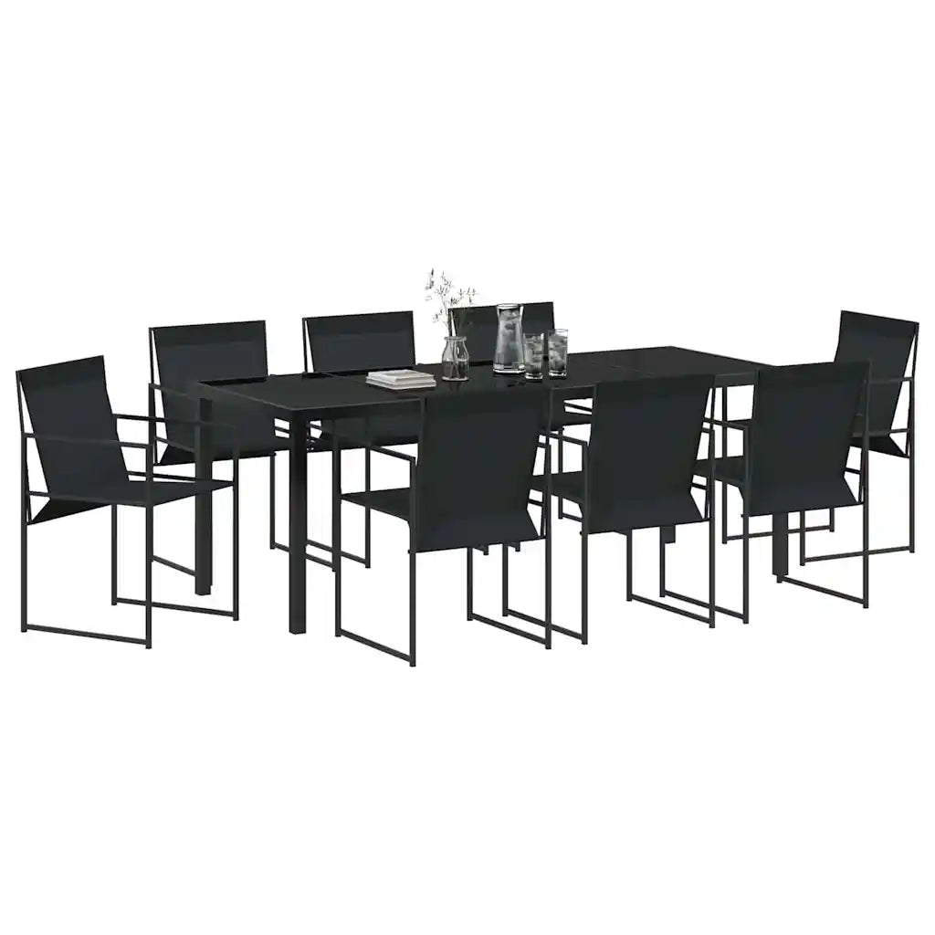 Set da Pranzo per Giardino 9 pcs Nero 3379344