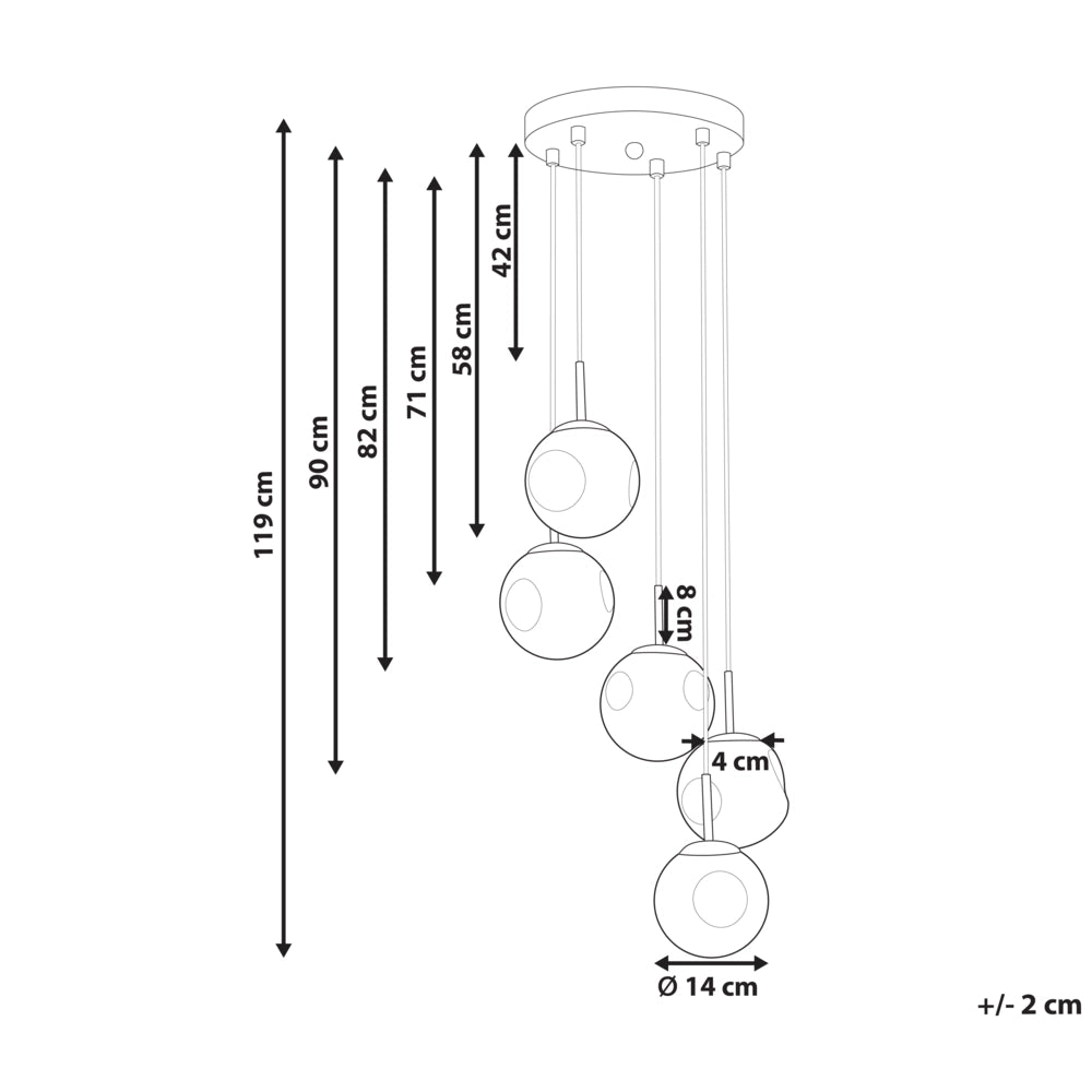 Plafoniera in vetro trasparente e ottone con 5 luci 119 cm soggiorno stile moderno contemporaneo