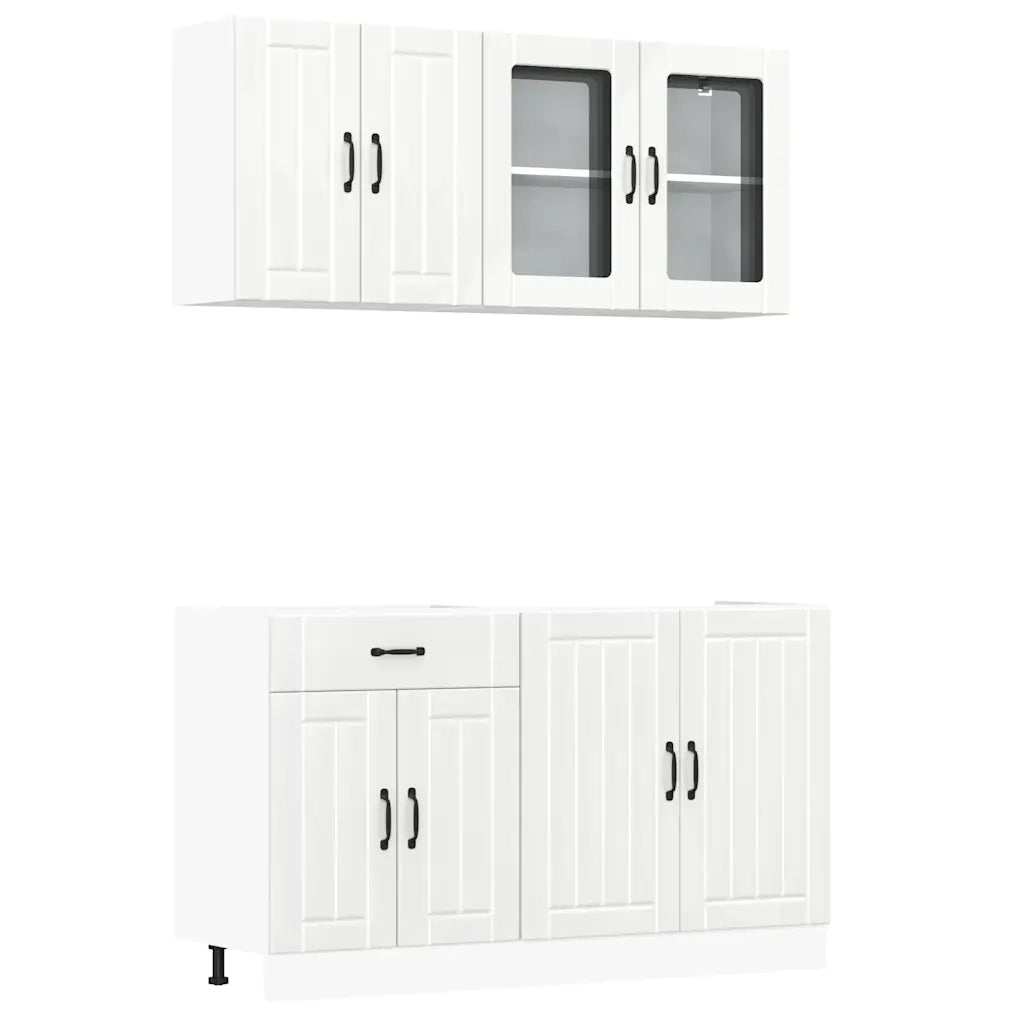 vidaXL Set Mobili da Cucina 4 pz Lucca Bianchi Lucido in Truciolato