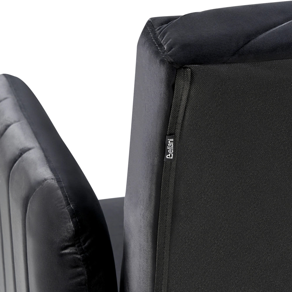 Divano Letto Tessuto Velluto Nero Scuro Soggiorno Moderno 3 Posti Gambe In Legno Braccio A Pista