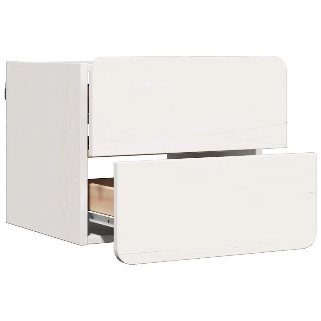 Comodino Bianco 39 x 34 x 33 cm Legno di pino massello 873507