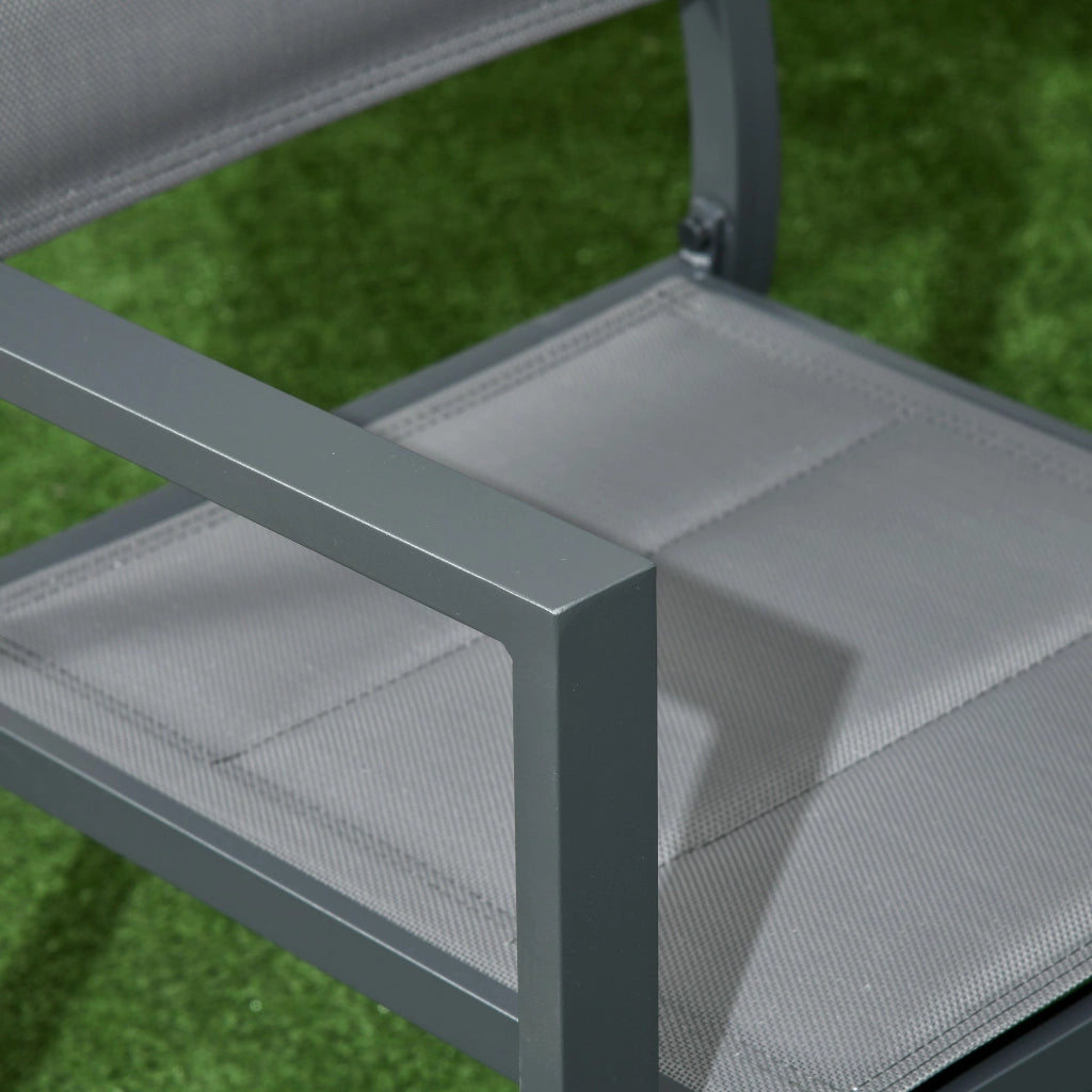 Set Tavolo Allungabile e 6 Sedie da Giardino in Alluminio Grigio