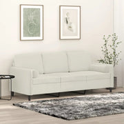 Divano a 3 Posti con Cuscini Crema 180 cm in Velluto 3200899