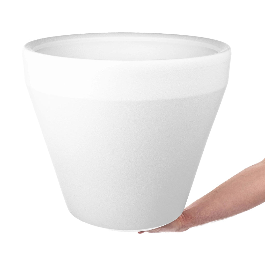 Vaso da fiori KADAX, grande, rotondo, da giardino, bianco, 46 cm