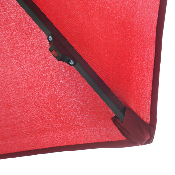 Ombrellone da Giardino Decentrato Ø2,95m con Led a Energia Solare Rosso Scuro