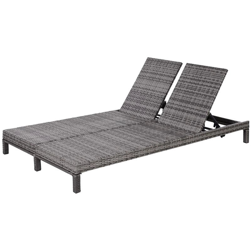 LETTINO PRENDISOLE A 2 POSTI E RATTAN CON MATERASSINO 195 X 120 X 28 CM GRIGIO