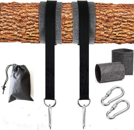 Impacco di sospensione per altalene - Set di protezioni per alberi con ganci da carabiner e borsa portatile - Adatto per altalene e sospensioni - Sostiene 400 kg (1,5 m)