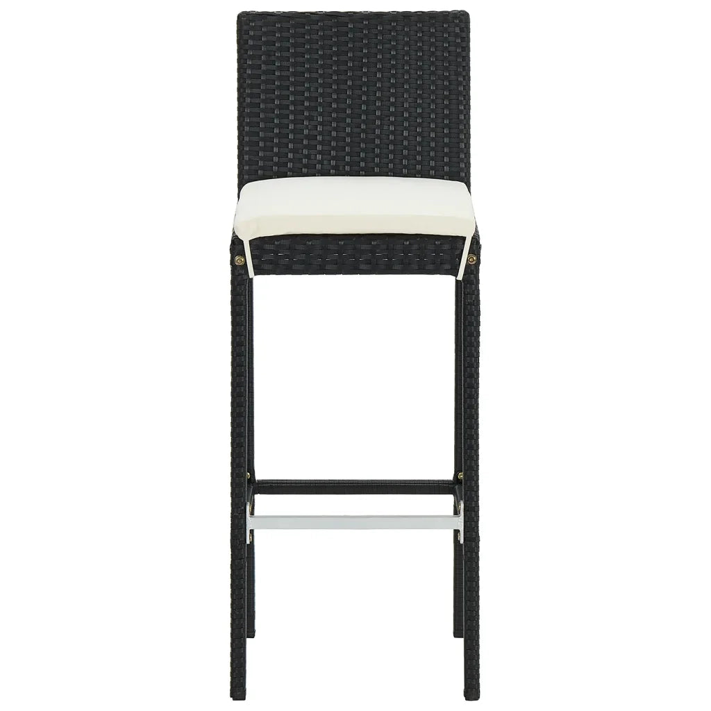 Set Bar da Giardino 3 pz | Set Salotto da Giardino Nero in Legno Acacia e Polyrattan