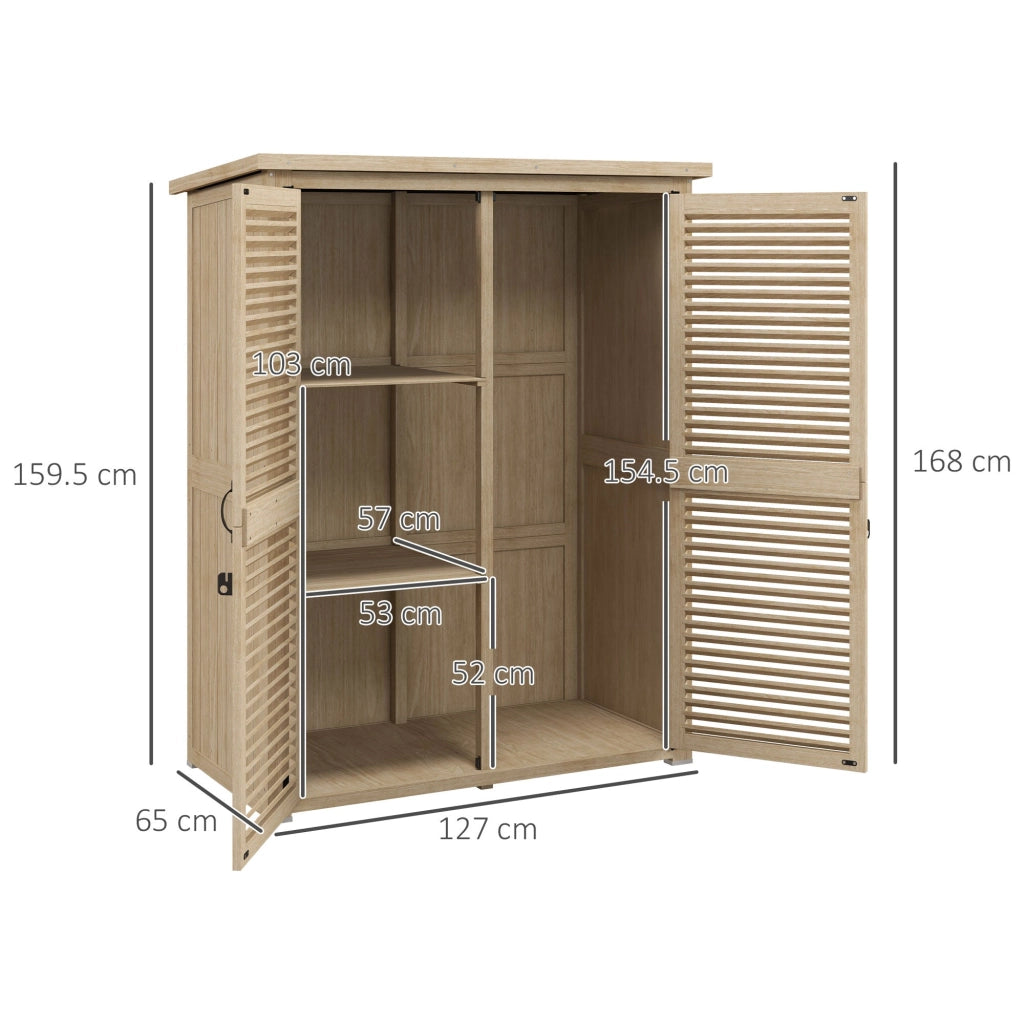Armadio da Esterno a 2 Ripiani 127x65x159.5/168 cm in Legno di Abete