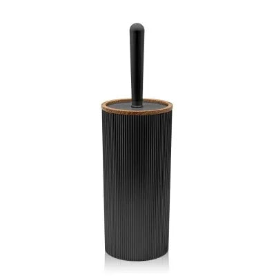 Portascopino wc Nero dettagli effetto legno serie Blob
