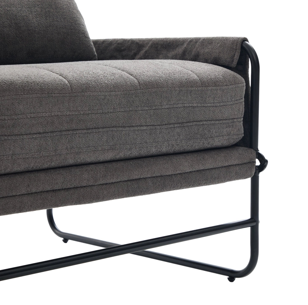 Divano letto 2 posti convertibile con struttura in metallo; chenille grigio; 104x85x92 cm