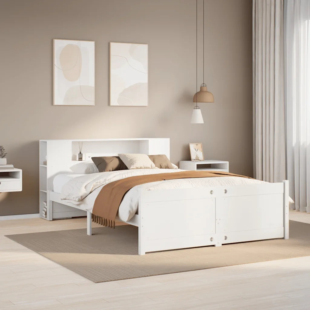 Letto Libreria senza Materasso Bianco 135x190 cm Legno di Pino 3322432