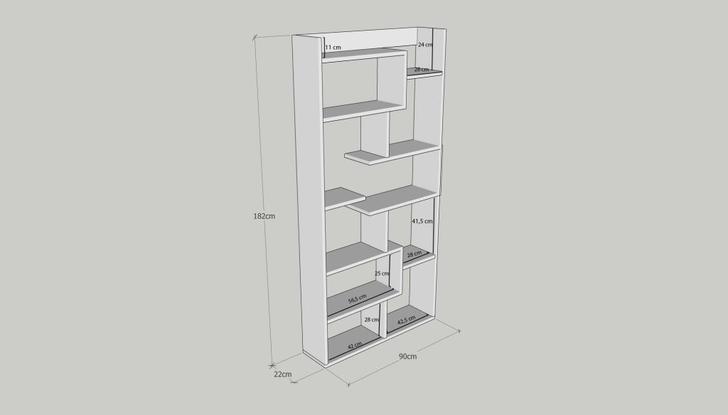 Libreria in legno "Kuttap" - 90 x 22 x 182 cm - Bianco