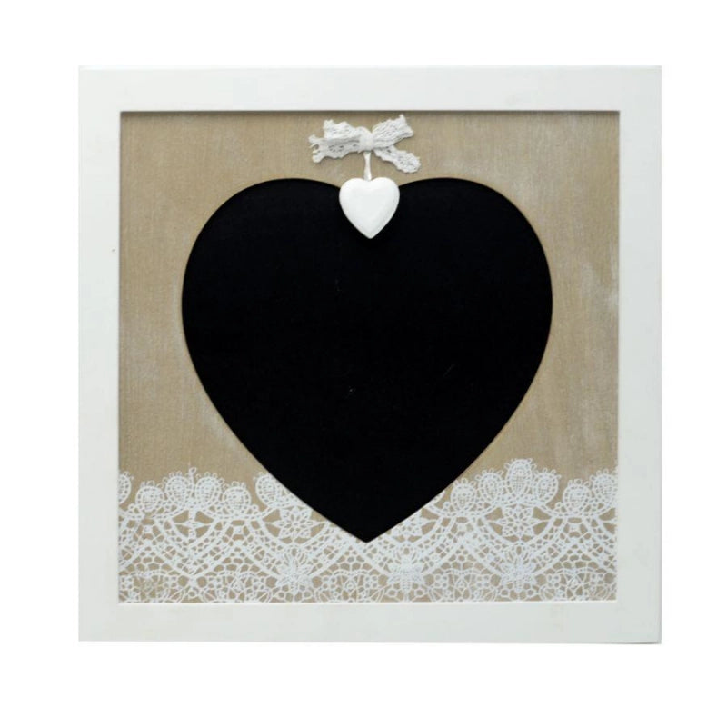 Lavagna legno elegancia cuore quadro cm 30x30x1,5
