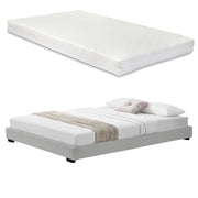 Corium Struttura Letto Imbottito con Materasso a Schiuma Fredda 140 x 200 cm Letto 1 piazza e mezza con Rivestimento in Similpelle con Materasso Anallergico - Bianco