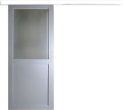 Porta scorrevole Athena Style Atelier En Enrobe Gris Clair Largeur 73 + Rail Alu Bandeau blanc