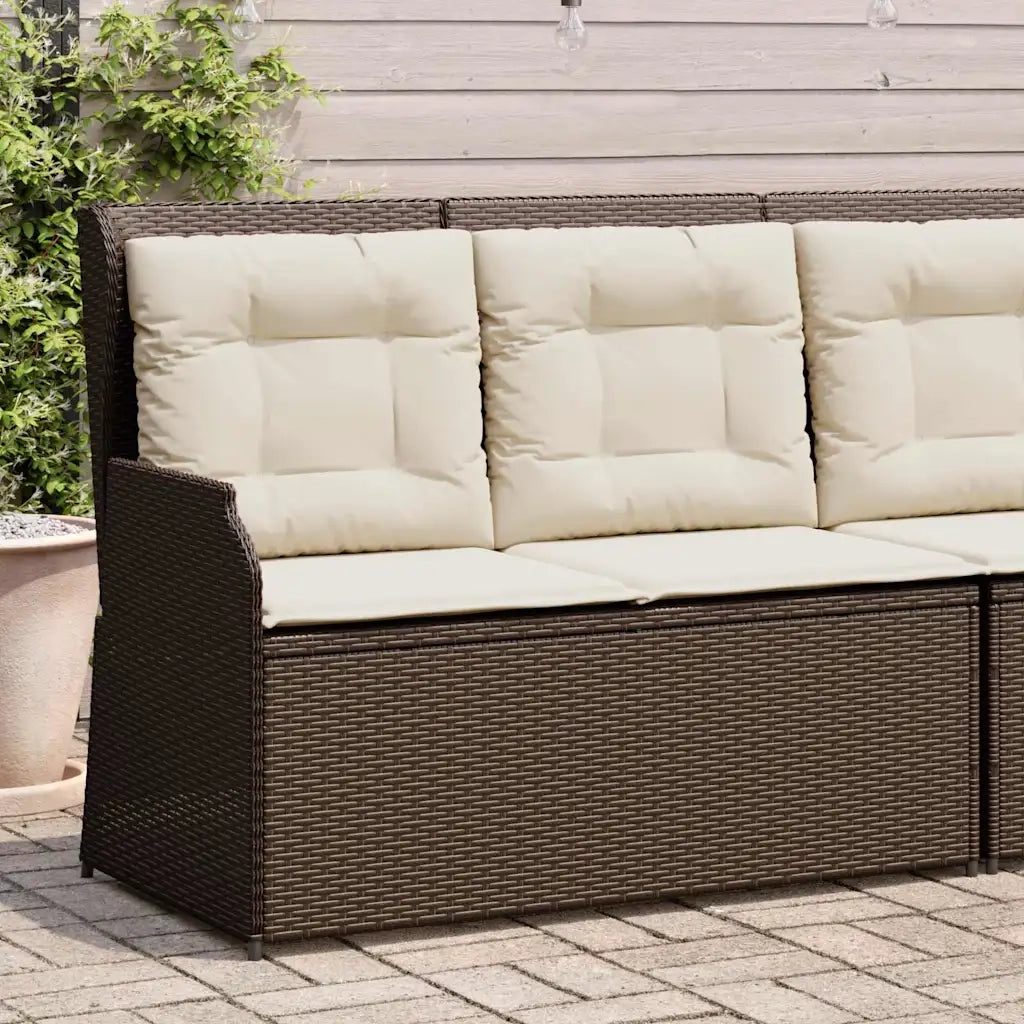 Panca Reclinabile da Giardino con Cuscini-Sgabello-Sedia da esterno Marrone in Polyrattan 485109