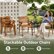 Garden Chairs, 3 Pieces, Solid Acacia Wood