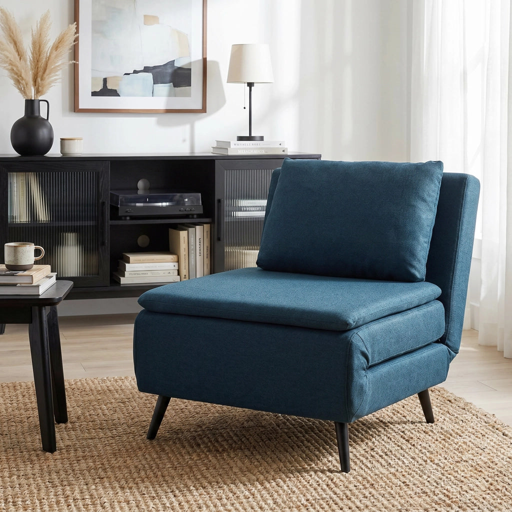 Poltrona letto clic-clac 1 posto ¨C Xylo ¨C Blu con schienale regolabile e cuscino