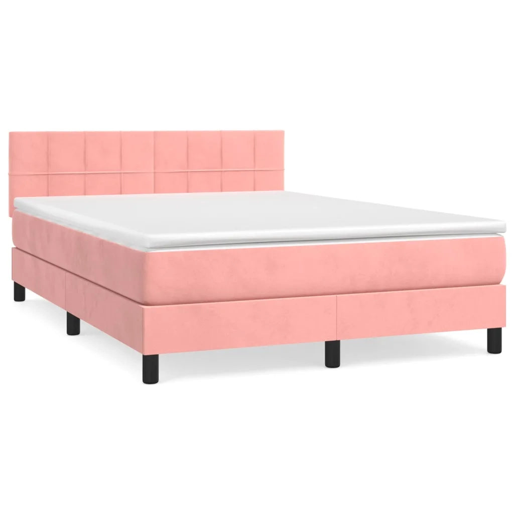 Giroletto a Molle con Materasso Rosa 140x190 cm in Velluto 3141304