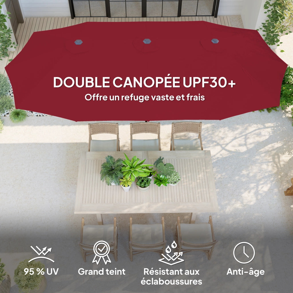 Parasole da giardino esterno rettangolare ¨C zephmum ¨C 4x2.2m rosso vino