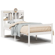 Letto singolo | Letto per adulti | Letto Libreria senza Materasso Bianco 90x190 cm Massello Pino