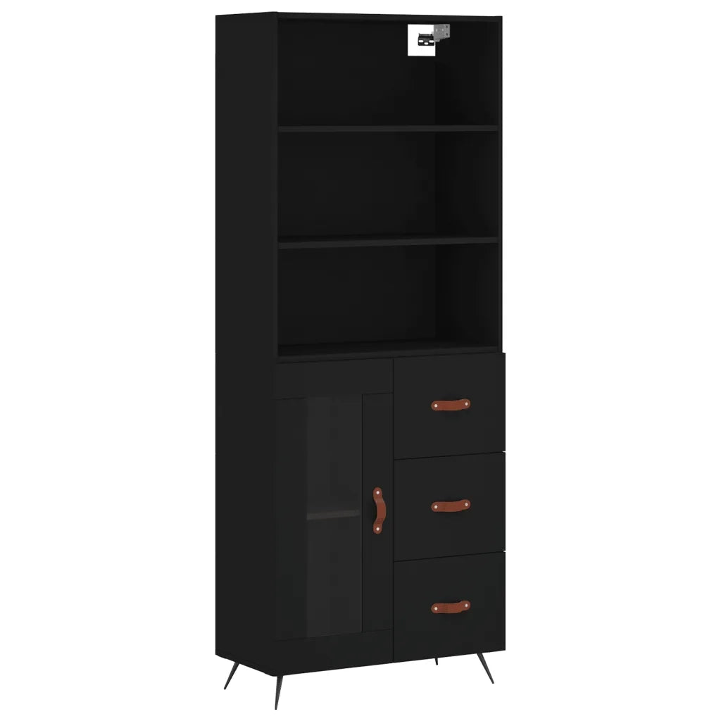 Credenza Nera 69,5x34x180 cm in Legno Multistrato 3189478