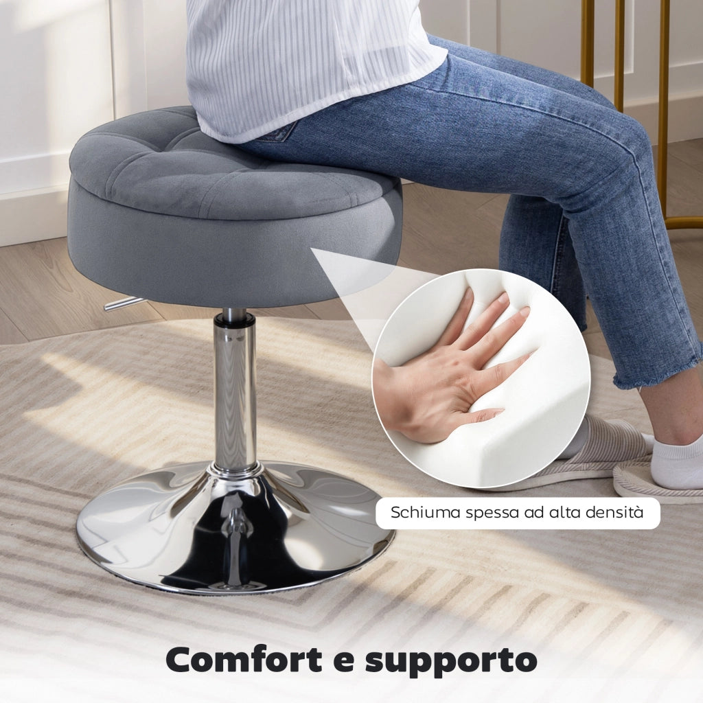 Sgabello da Bar Regolabile con Seduta Girevole Imbottita ¨C zephmum ¨C Grigio