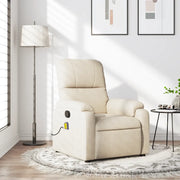 Divano Sedia-Poltrona Massaggiante Reclinabile Beige in Tessuto Microfibra 107957