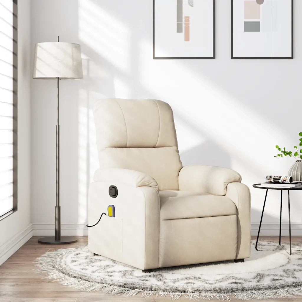 Divano Sedia-Poltrona Massaggiante Reclinabile Beige in Tessuto Microfibra 107957