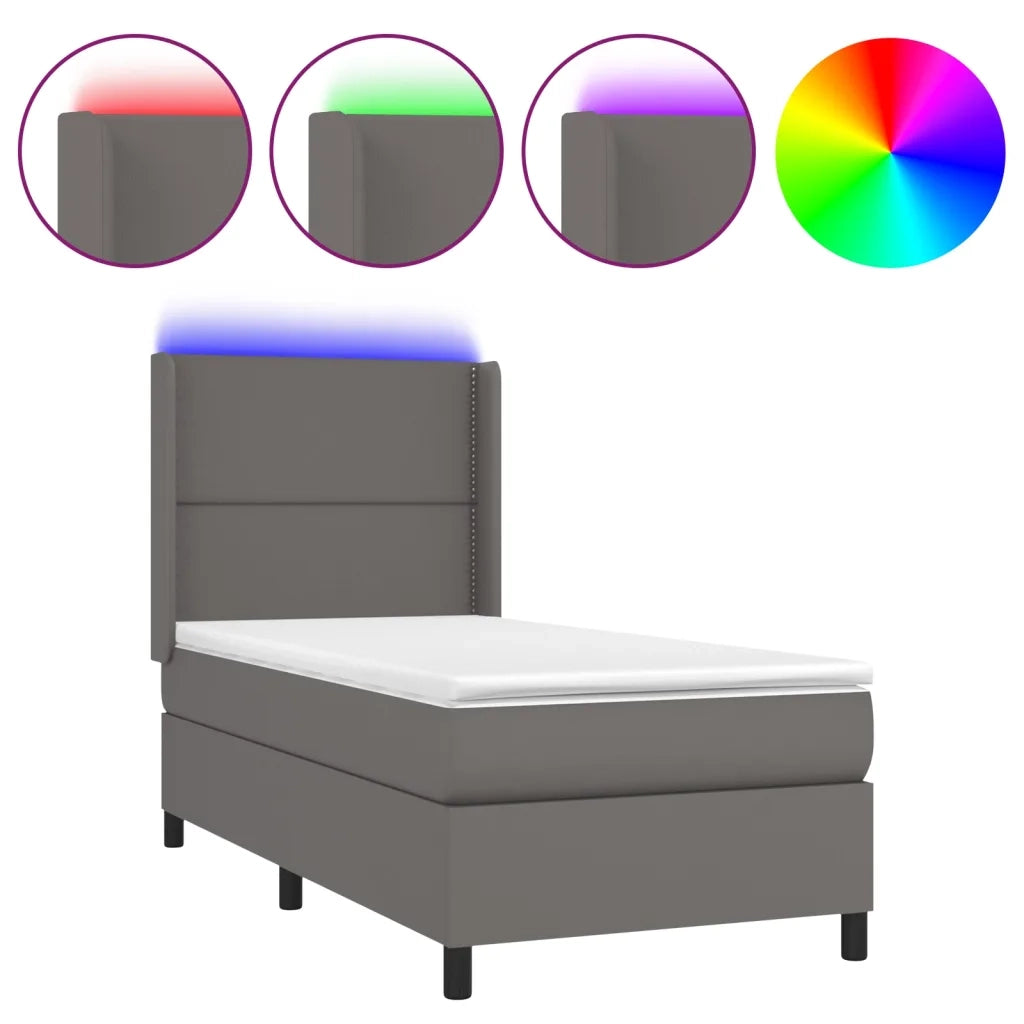 Giroletto Molle con Materasso e LED Grigio 90x190cm Similpellecod mxl 75416