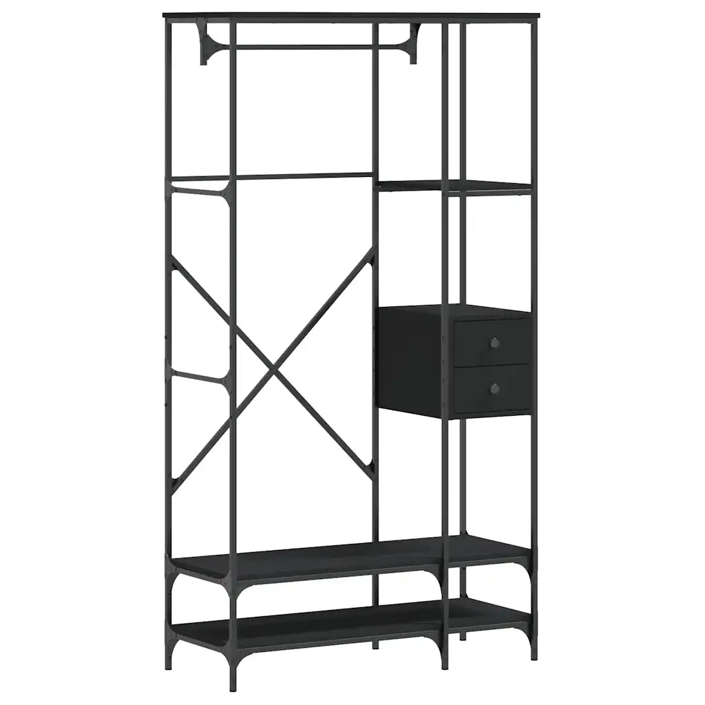 vidaXL Appendiabiti con Scaffali Nero in Legno Multistrato