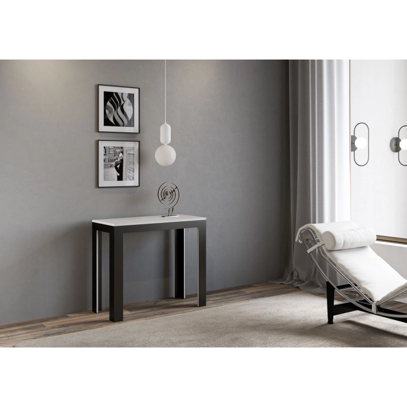 Consolle allungabile 90x40/300 cm Linea Evolution telaio Antracite - Bianco Frassino
