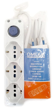 MULTIPRESA 3 SCHUKO 6BPRESE 10/16A 2P+T CAVO 1,5MT 3x1mm SPINA 16A
