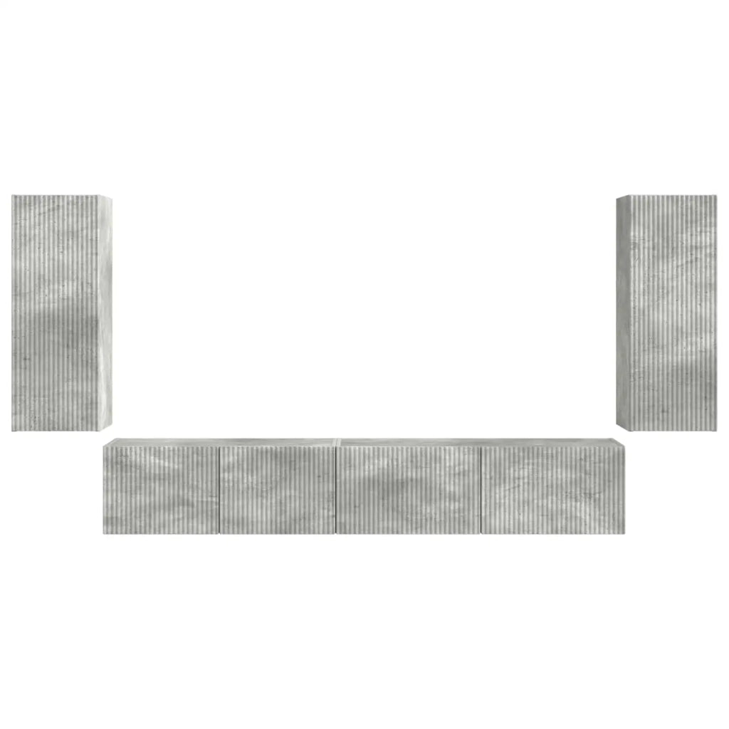 Set mobile TV 4 pcs Grigio cemento Legno multistrato 3409162