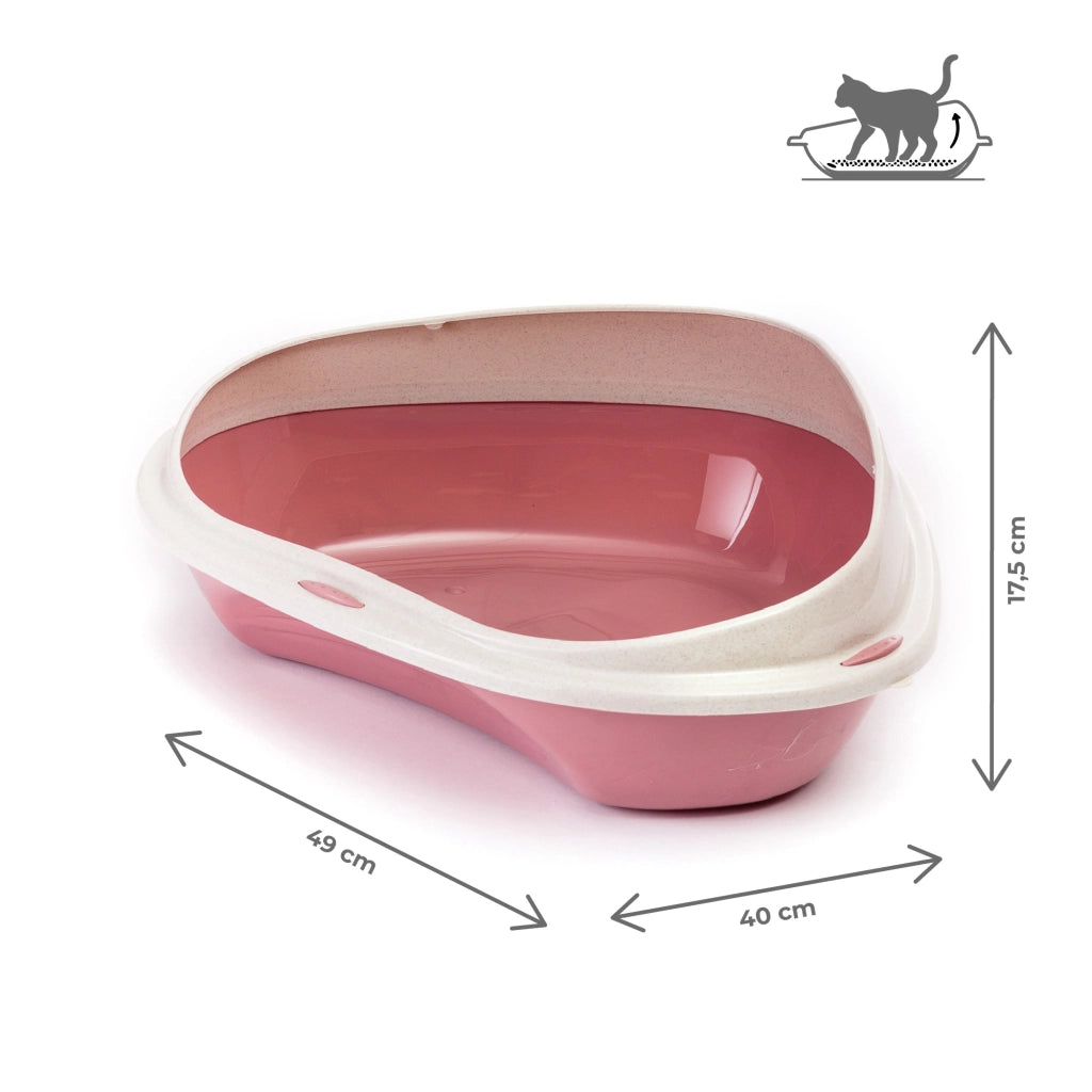 Lettiera Angolare per Gatti con Bordo Antisporco e Accesso Facilitato – Disponibile in 49x40x17,5 cm e 58x48x20,5 cm Rosa - M:49x40x17,5cm