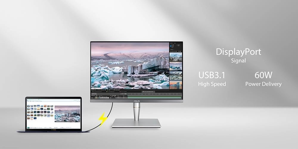 ASUS PA24AC 24" (24.1") (16:10) Monitor Professionale, 1920 x 1200, IPS, 100 % sRGB, △E< 2, DisplayHDR 400, DP over USB-C, DP, HDMI, USB 3.0