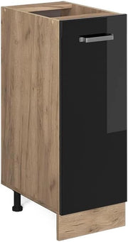 Armadio cucina dispensa alto R-Line, Nero lucido, 30 cm senza piano di lavoro, per la libera combinazione all'interno di sistemi cucina modulari