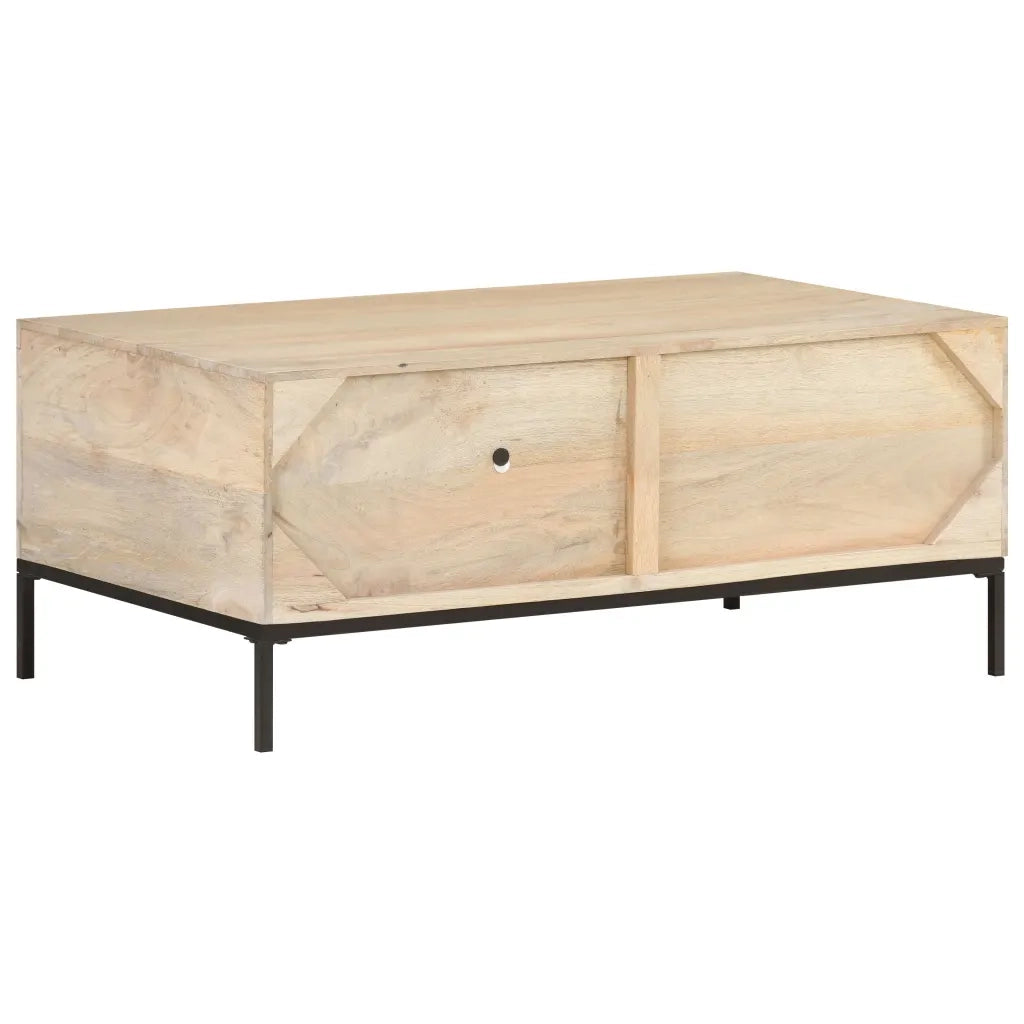 Tavolino da Salotto 90x50x37 cm Legno Massello di Mango e Canna 323511