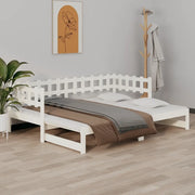 Dormeuse Estraibile Bianca 2x(90x200) cm Legno Massello di Pino cod mxl 60215