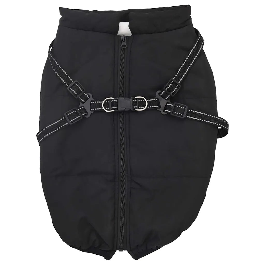Cappotto Cani con Imbracatura Impermeabile Riflettente Nero L68 4019648