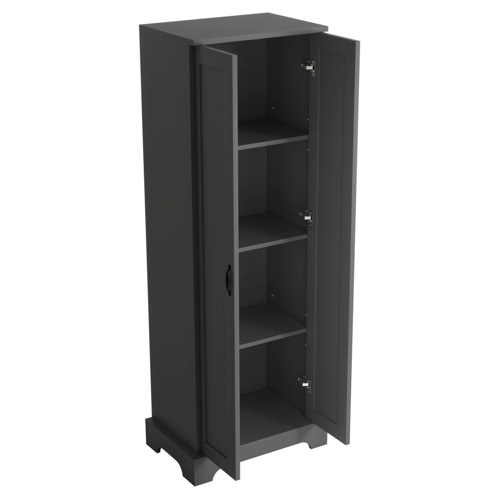 Armadietto Bagno Alto con Ante e Ripiani Regolabili ¨C MINIMAL ¨C Nero 56x40x170