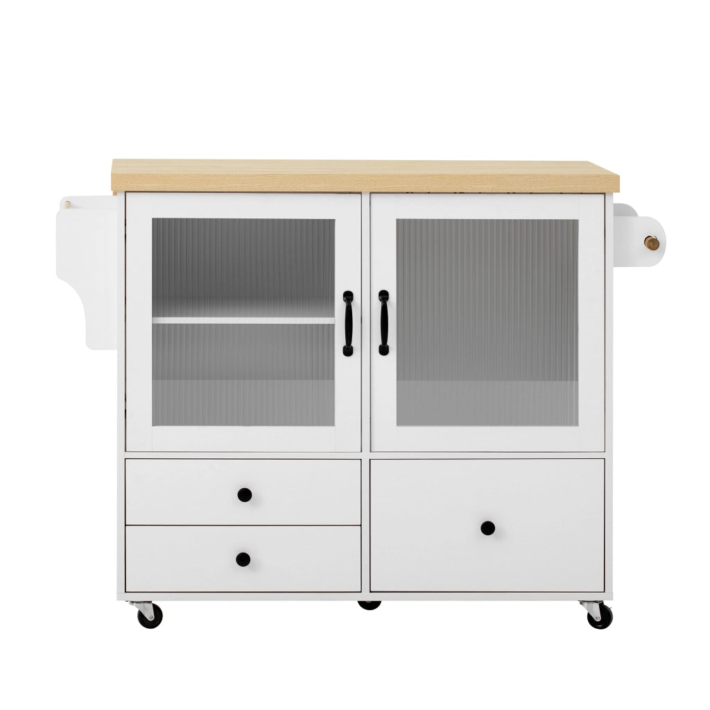 Carrello da cucina con 2 ante; cassetti; piano ribaltabile; portaasciugamani e portabicchieri; in MDF; 100 x 42-70 x 91;5 cm