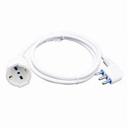 Trade Shop - Prolunga Lineare Cavo 5mt 90° Con Spina 16a Presa Universale Schuko Bianca 83288 -