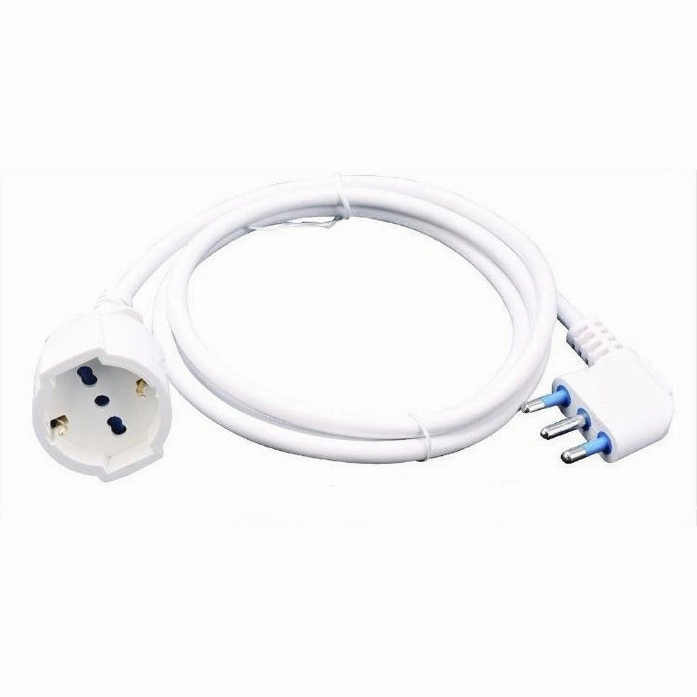 Trade Shop - Prolunga Lineare Cavo 5mt 90° Con Spina 16a Presa Universale Schuko Bianca 83288 -
